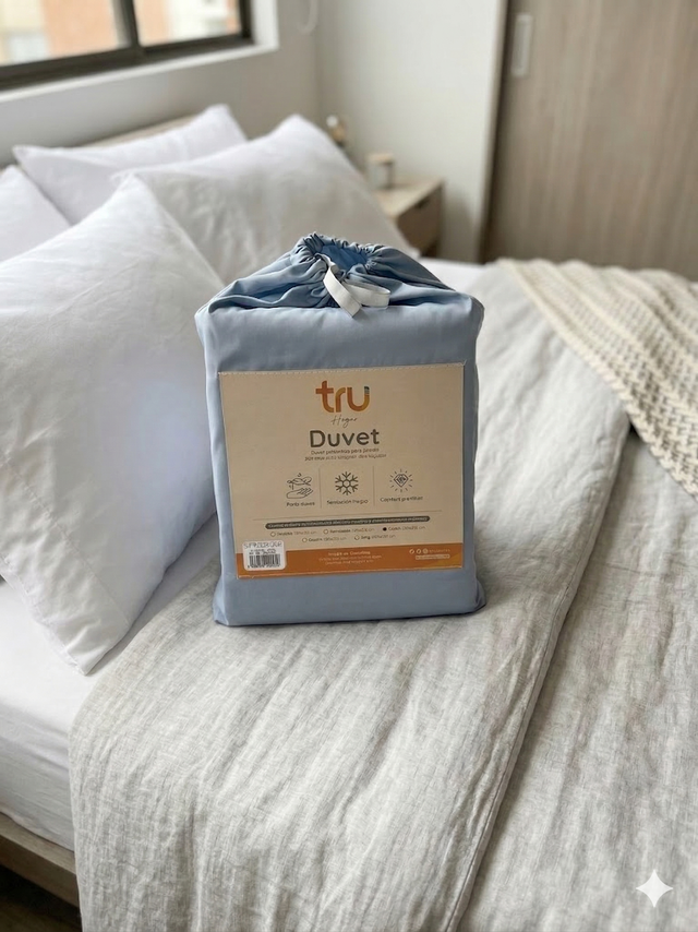 Duvet o Forro de Plumón 250 Hilos Azul Acero