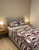 Juego de sábana 144 hilos estampado Vino