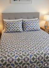 Cubrelecho Tru estampado circulos morazul - Doble faz