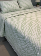 Cubrelecho Tru estampado rayas verdes/amarillas - Doble faz