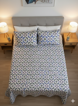 Cubrelecho Tru estampado circulos morazul - Doble faz