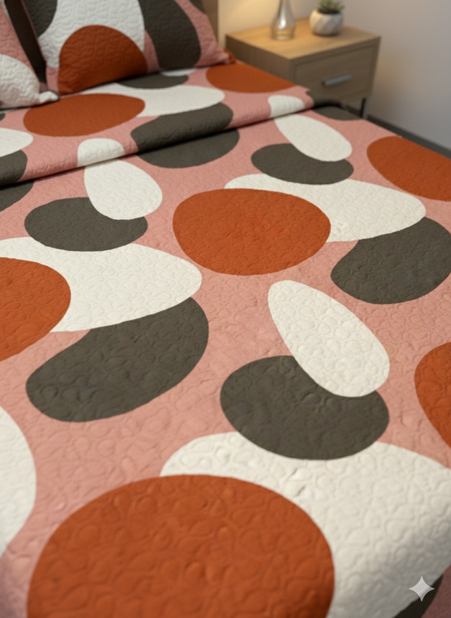 Cubrelecho Tru estampado terracota - Doble faz