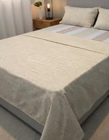 Juego de sábana 144 hilos estampado beige