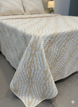 Cubrelecho Tru estampado rayas verdes/amarillas - Doble faz