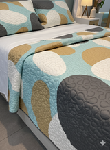 Cubrelecho Tru estampado mostaza - Doble faz