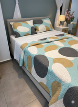 Cubrelecho Tru estampado mostaza - Doble faz