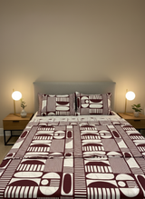 Juego de sábana 144 hilos estampado Vino