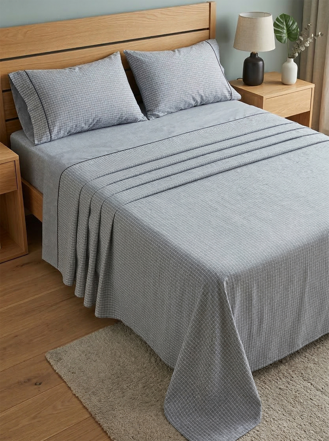 Juego de Sábanas TRU –  Cationicas - Cuadros Azul