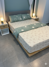 Juego de sábana 144 hilos estampado verde