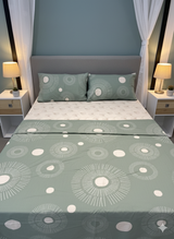 Juego de sábana 144 hilos estampado verde