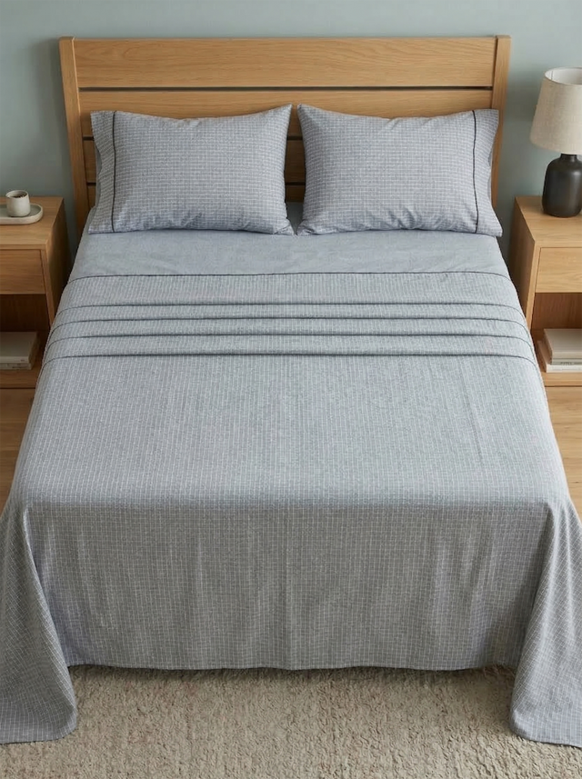 Juego de Sábanas TRU –  Cationicas - Cuadros Azul