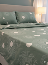 Juego de sábana 144 hilos estampado verde