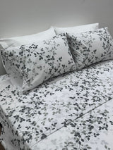 Juego De Sabana TRU 144 Hilos Estampado Hojas Grises