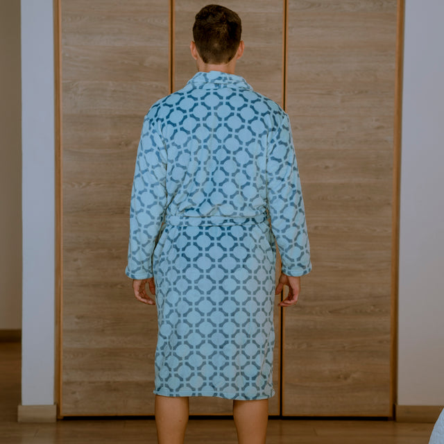 Blue Jacks Print Flannel Fleece Lifting Robe