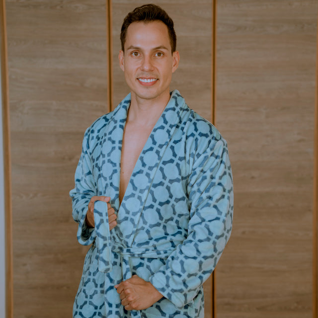 Blue Jacks Print Flannel Fleece Lifting Robe