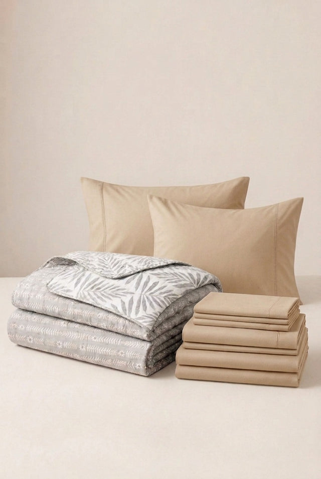 2 Almohadas + Cubrelecho + Sabanas 144 Hilos