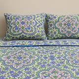 Cubrelecho Tru estampado Azulejo Botánico - Doble faz