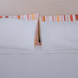 White Microfiber Bedspread with Plain x Stripe Print